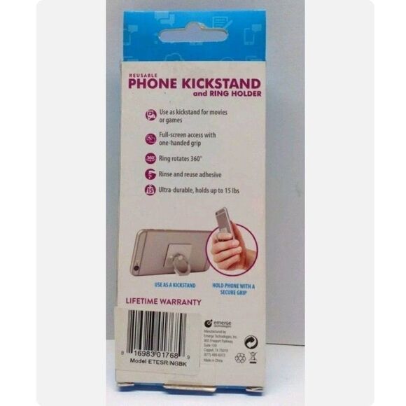 Cell Phone Kickstand & Ring Holder Metallic Silver Rotating Kickstand NEW - Picture 4 of 4